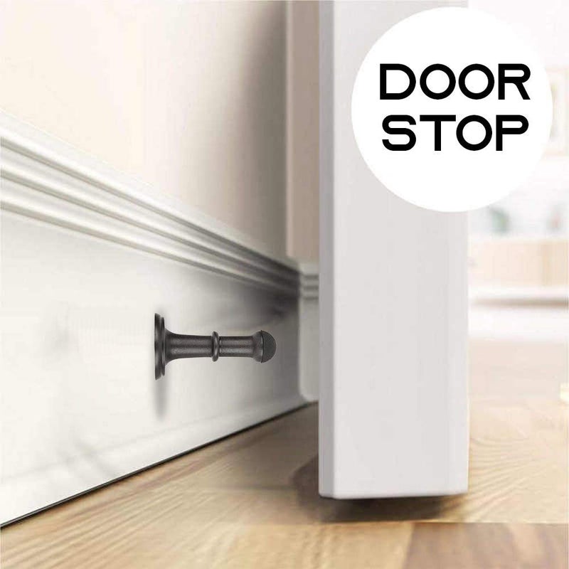 A29 Set of 2 Oil Rubbed Bronze Decorative Door Stoppers for Wall, 2-7/8" Heavy Duty Door Stop with Rigid Black Rubber Tips, Doors & Walls Protector for Kitchen, Bedroom, Office, Easy Installation, - Image 1